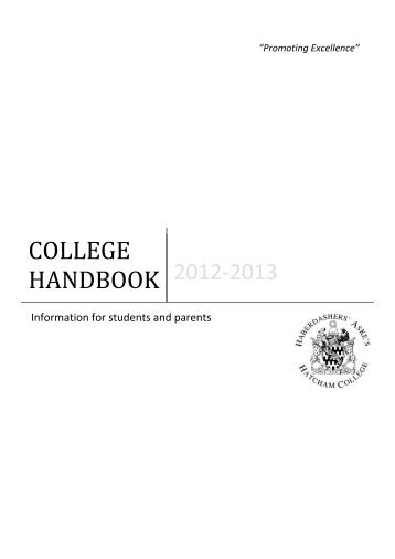 Hatcham Parent/Student Handbook - Haberdashers