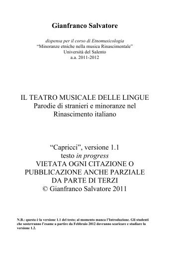 IL TEATRO MUSICALE DELLE LINGUE (dispensa a c. di ... - Persone