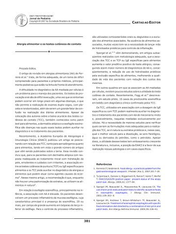 CARTAS AO EDITOR - Jornal de Pediatria