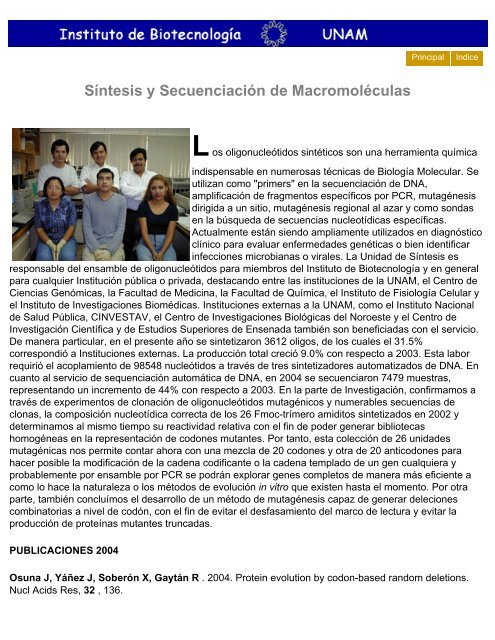 2004 - Instituto de Biotecnología - UNAM