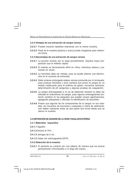 Procedimientos de laboratorio en Hematología - BVS Minsa ...