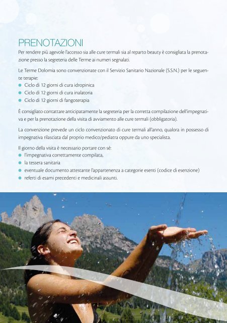 scarica la brochure con i prezzi delle terme dolomia - Trentino