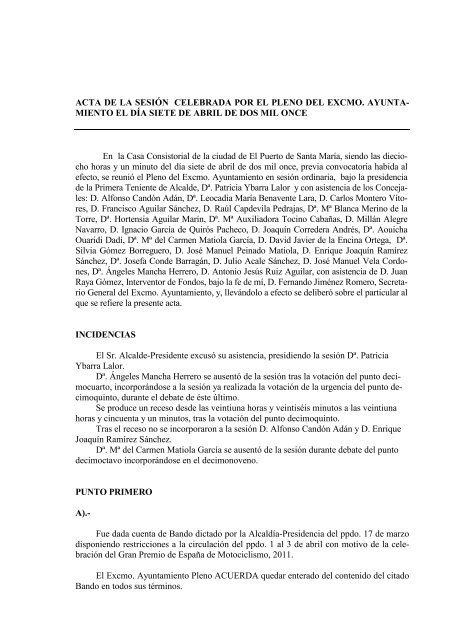 Acta de la Sesión Ordinaria del 7 de abril de 2011 - Ayuntamiento ...