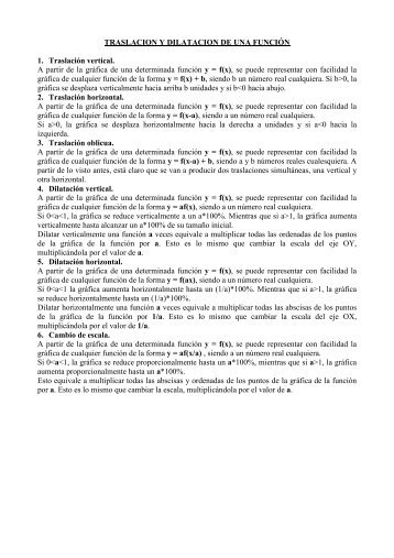 traslación y dilatación de funciones