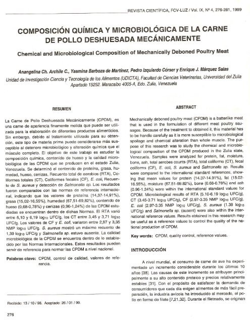 composición química y microbiológica de la carne de pollo ...