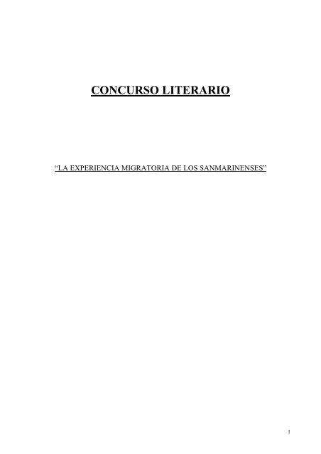 CONCURSO LITERARIO - Museo dell'Emigrante