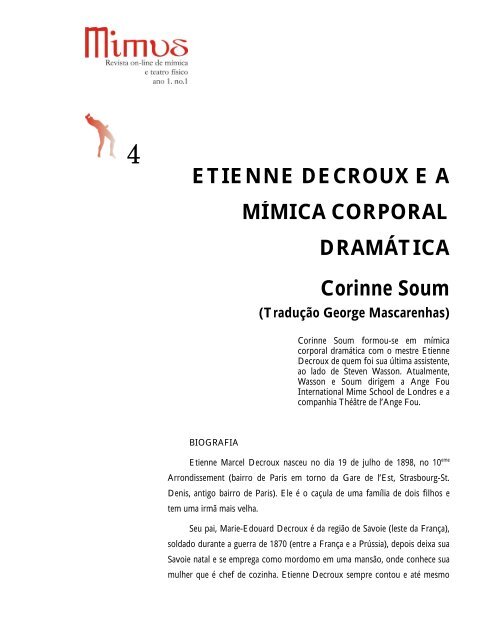 ETIENNE DECROUX E A MÍMICA CORPORAL DRAMÁTICA ...