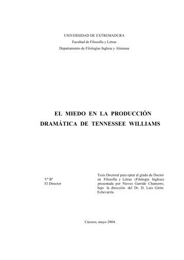 el miedo en la producción dramática de tennessee williams