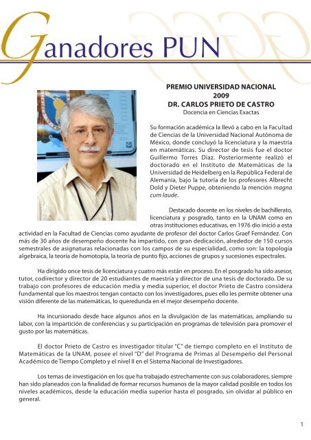 Dr. Carlos Prieto - dgapa unam - Universidad Nacional Autónoma ...