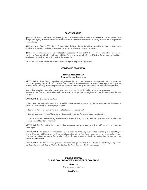 Codigo de Comercio - Asociación de Exportadores de Banano del ...