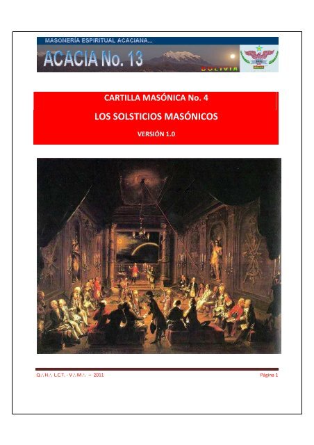 Cartilla No. 4: Los Solsticios Masónicos - R:.L:.S:. Acacia No. 13 - G ...