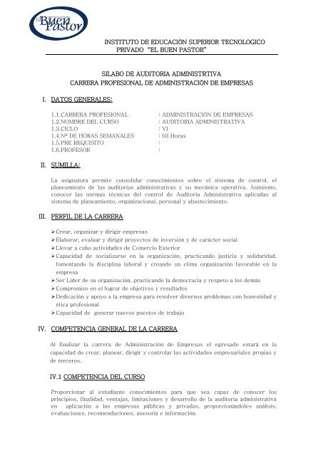 Auditoria Administrativa - IST Buen Pastor