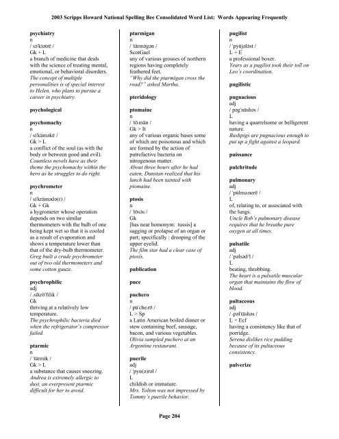 2003 Scripps Howard National Spelling Bee Consolidated Word List 2003 Scripps Howard National Spelling Bee Consolidated Word List