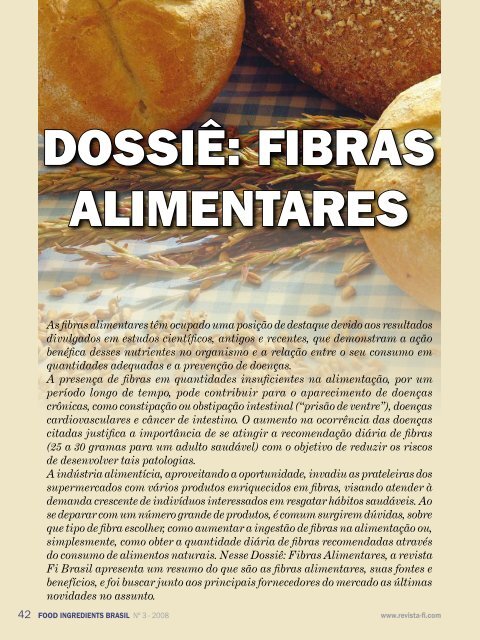 DOSSIÊ: FIBRAS ALIMENTARES
