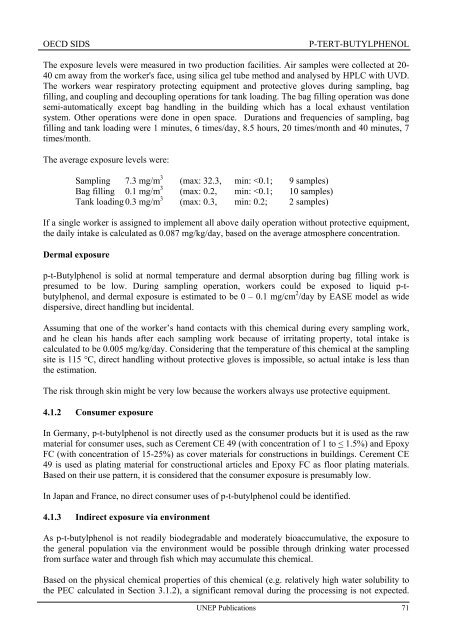 p-Tert-Butylphenol - UNEP Chemicals