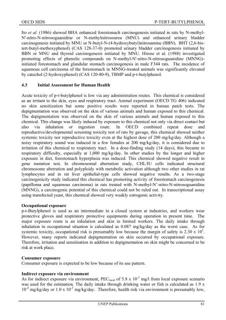 p-Tert-Butylphenol - UNEP Chemicals