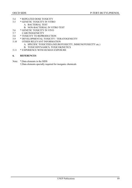 p-Tert-Butylphenol - UNEP Chemicals