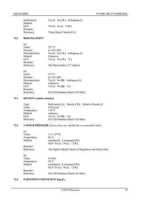 p-Tert-Butylphenol - UNEP Chemicals