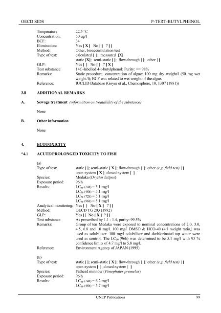 p-Tert-Butylphenol - UNEP Chemicals