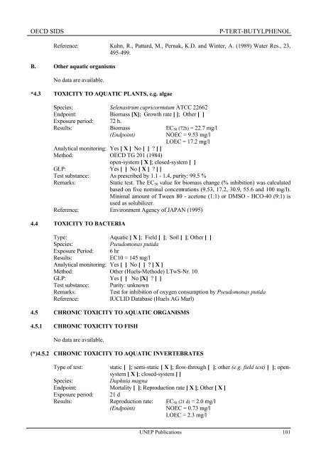 p-Tert-Butylphenol - UNEP Chemicals