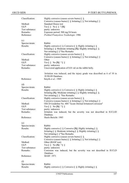 p-Tert-Butylphenol - UNEP Chemicals