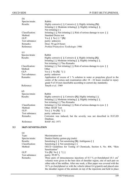 p-Tert-Butylphenol - UNEP Chemicals