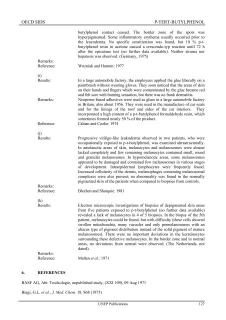 p-Tert-Butylphenol - UNEP Chemicals