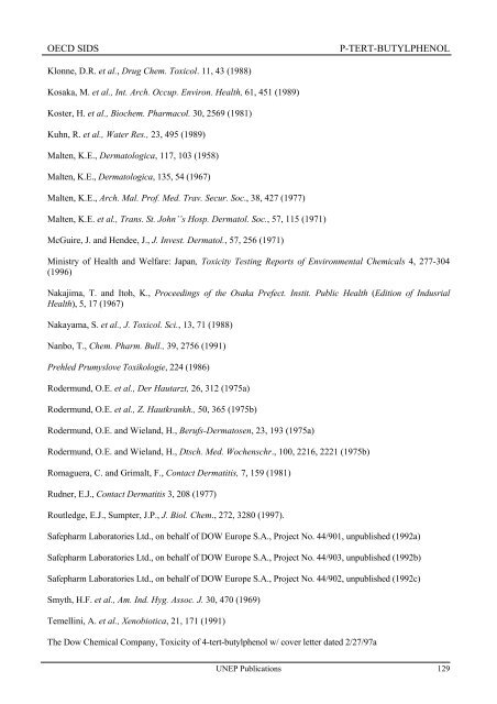 p-Tert-Butylphenol - UNEP Chemicals