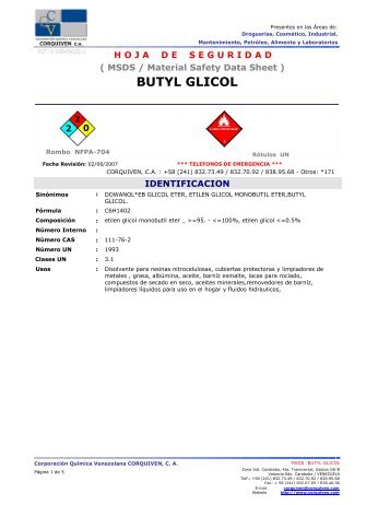 BUTYL GLICOL - Corporación Química de Venezuela