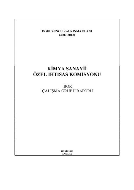 kimya sanayii özel ihtisas komisyonu - 9.Kalkınma Planı - Devlet ...