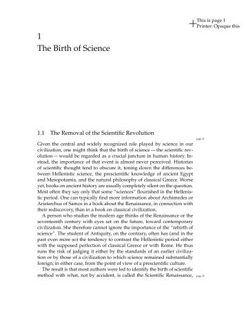 1 The Birth of Science - MSRI