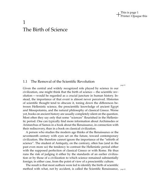 1 The Birth of Science - MSRI