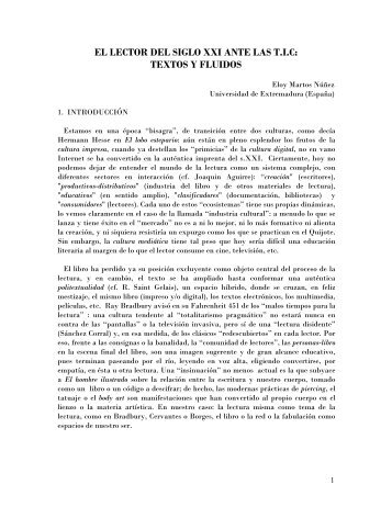 El lector del siglo XXI ante las T.I.C: textos y fluidos - Universidades ...