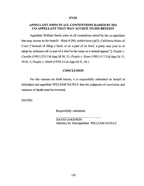 Appellant, William Satele, Reply Brief - California Courts - State of ...