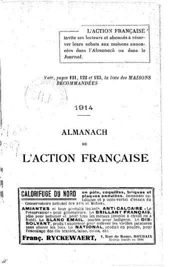 Action française. Almanach de l'Action française ... - Maurras, Charles