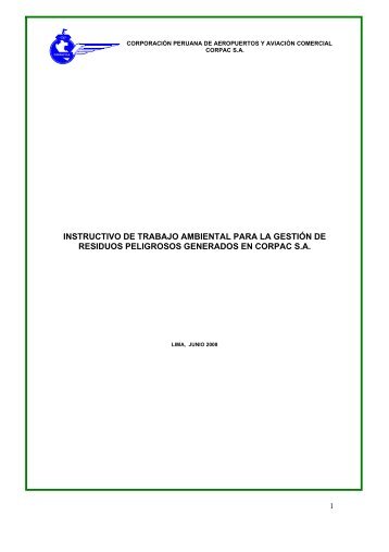 INSTRUCTIVO DE TRABAJO AMBIENTAL PARA LA ... - CORPAC SA