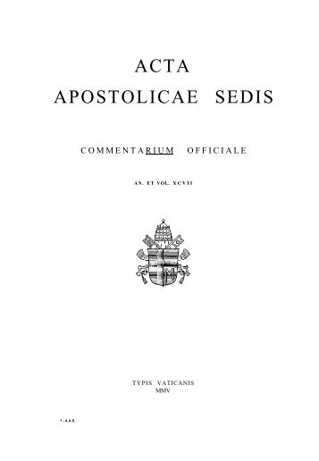 ACTA APOSTOLICAE SEDIS - Libr@rsi