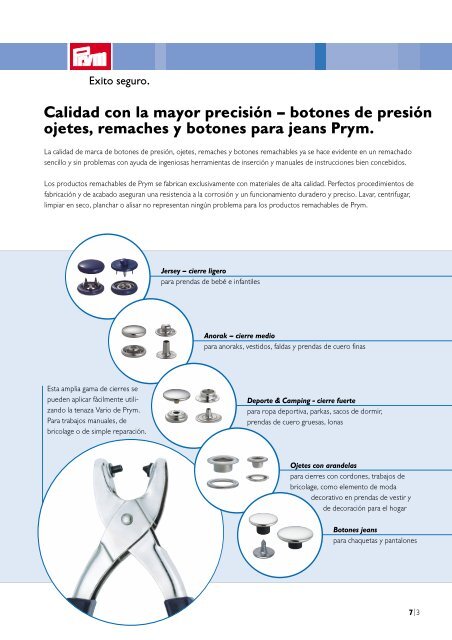 Botones de presión, ojetes y remaches