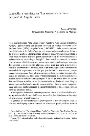 La metáfora vampírica en "Los amores de la Dama Púrpura" de ...