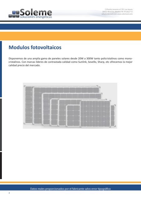 Catálogo de productos 2012 / 2013 - Soleme Soluciones Energéticas