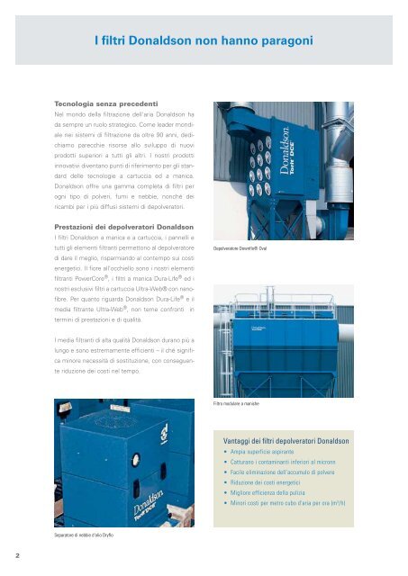 Dust Collection Filter Technologies Unfold Brochure IT - Donaldson ...