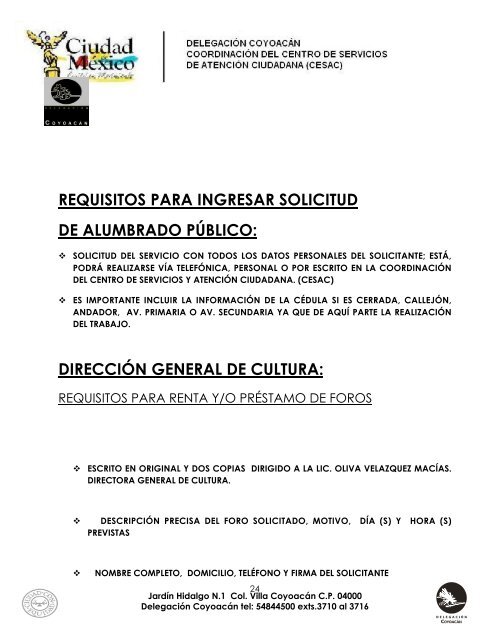requisitos para ingresar solicitud de alumbrado público - Coyoacán ...