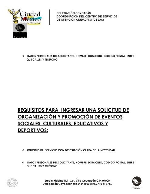 requisitos para ingresar solicitud de alumbrado público - Coyoacán ...