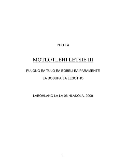 pulo ea paramente 2009 - The Lesotho Government Portal