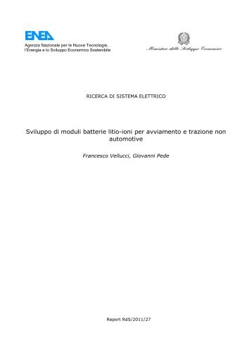 Sviluppo di moduli batterie litio-ioni per avviamento - Enea