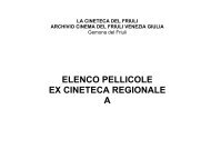 Elenco degli altri film - La Cineteca del Friuli