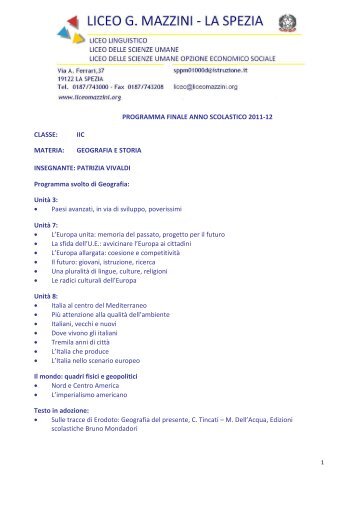 PROGRAMMA FINALE ANNO SCOLASTICO 2011-12 CLASSE: IIC ...