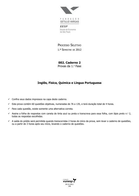 001. Caderno 1 Provas da 1.a Fase Matemática ... - Curso Objetivo