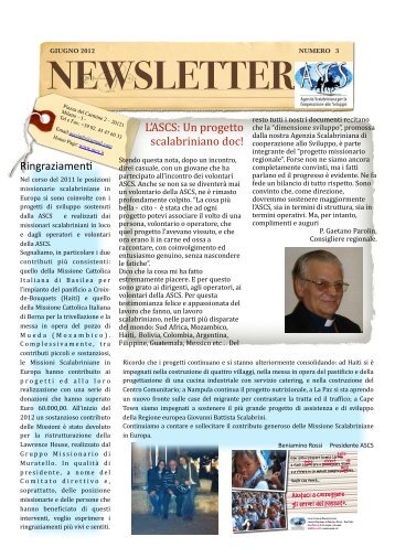 NEWSLETTER nr. 3 - Agenzia Scalabriniana per la Cooperazione ...