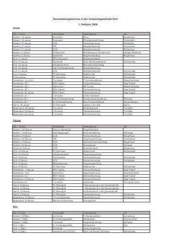 Veranstaltungstermine in der Verbandsgemeinde Eich 1. Halbjahr ...